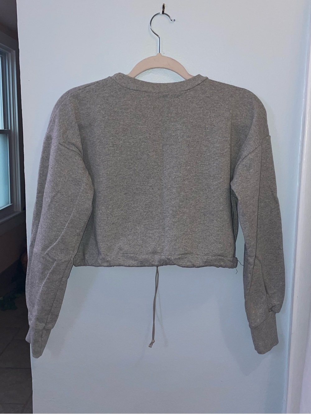 PrettyLittleThing Gray Cropped Drawstring Sweatshirt - Picture 5 of 5